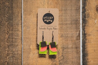 Kitschy Mama Earrings Lime and Pink