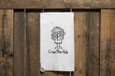 Embroidered Tea Towel - Crazy Dog Lady