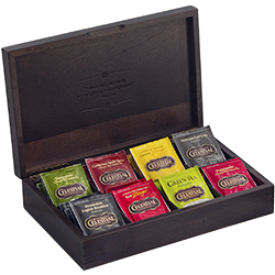 Caja de madera 8 separaciones sostiene 64 sobres de té