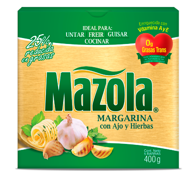 Margarina Mazola con Ajo y Hierbas en barra 400 grm / 24 unidades