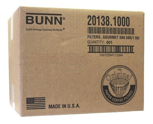 Filtros industriales Bunn 15" (20138) / Caja 1000 unidades