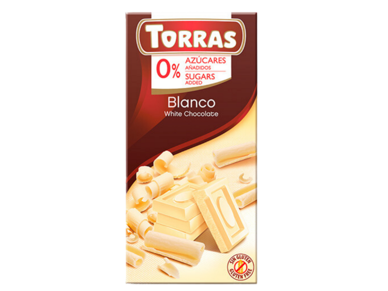 Tableta chocolate blanco sin azúcar Torras / 12 unidades