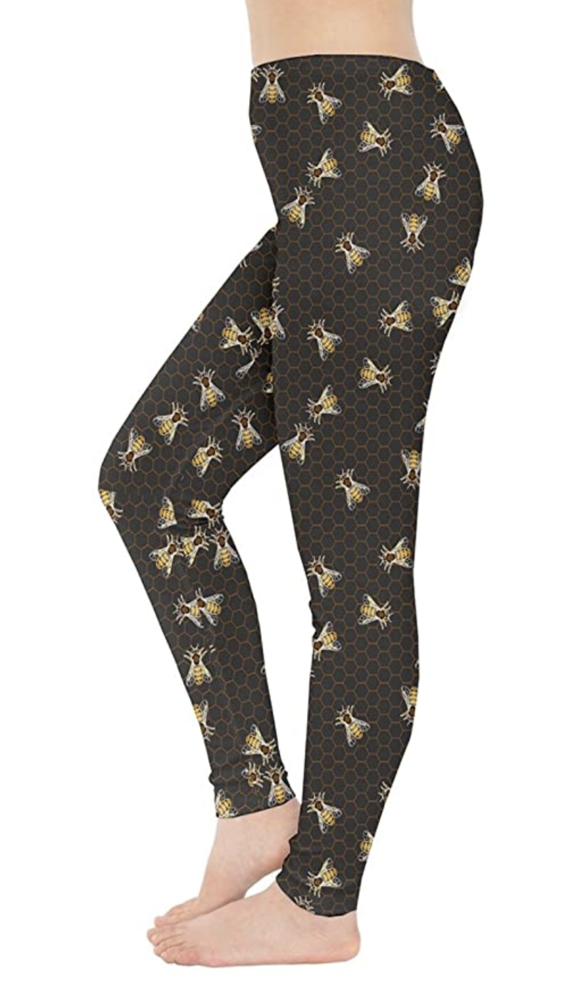 Bee Leggings, Size: Large, Color: Grey