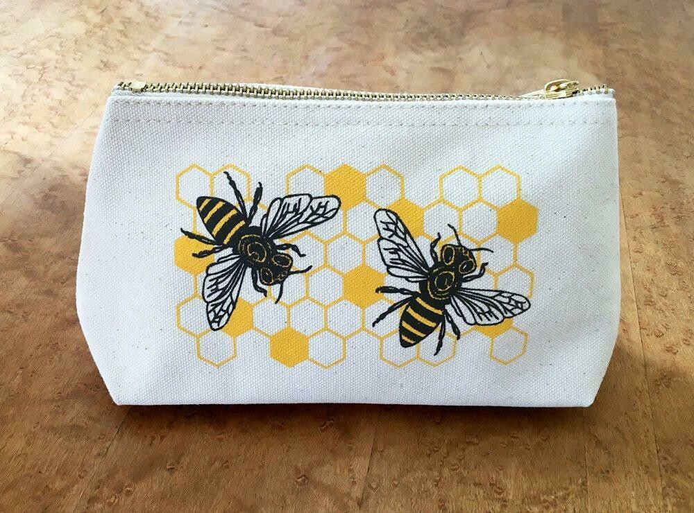 Noteworthy Bee Canvas Zip Pouch