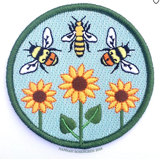 3 Bees and Flowers Patch- Hannah Rosengren