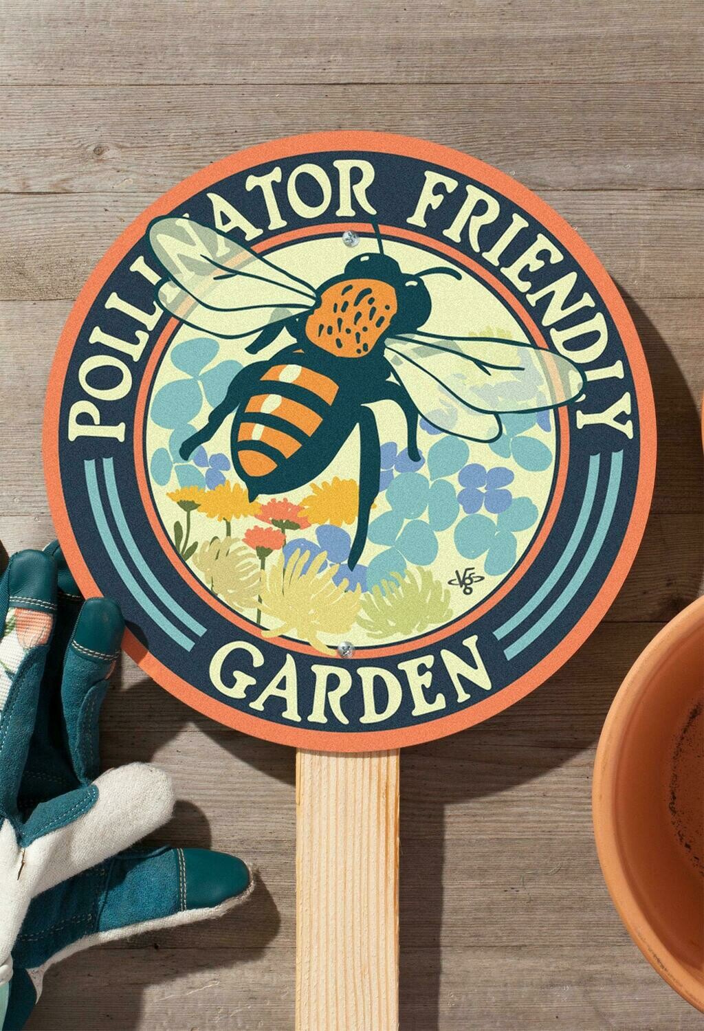 Bee Pollinator Friendly Garden Sign