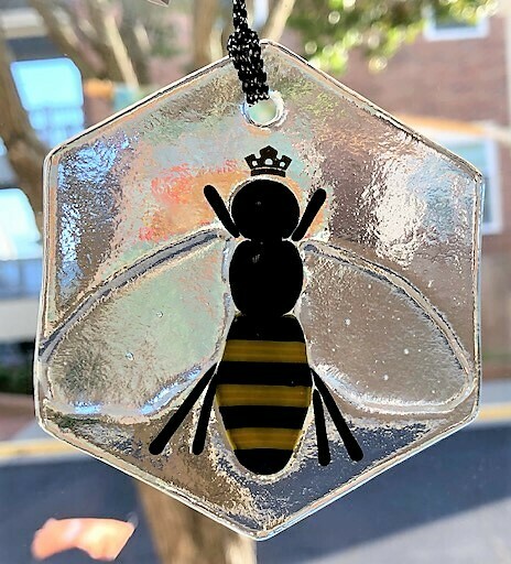 Infused Glass Queen Bee Ornament, Color: Clear