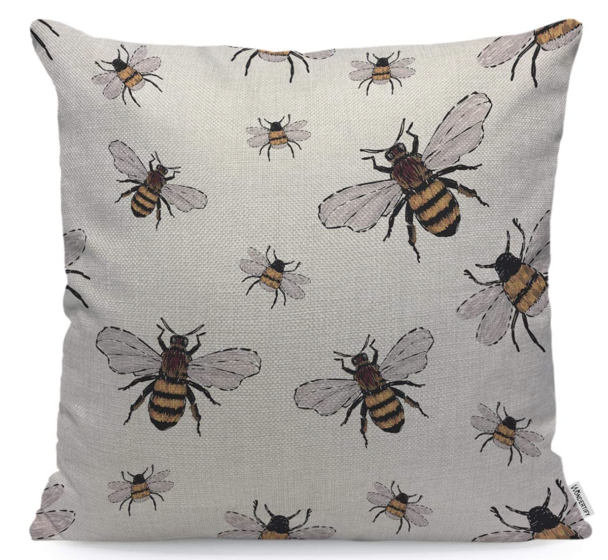 All Over Bee W/Blue Wings Pillow