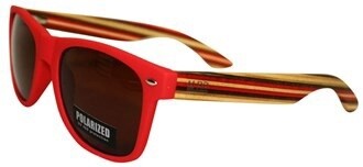 Moana Road Sunnies- Red Frame, Striped Arms