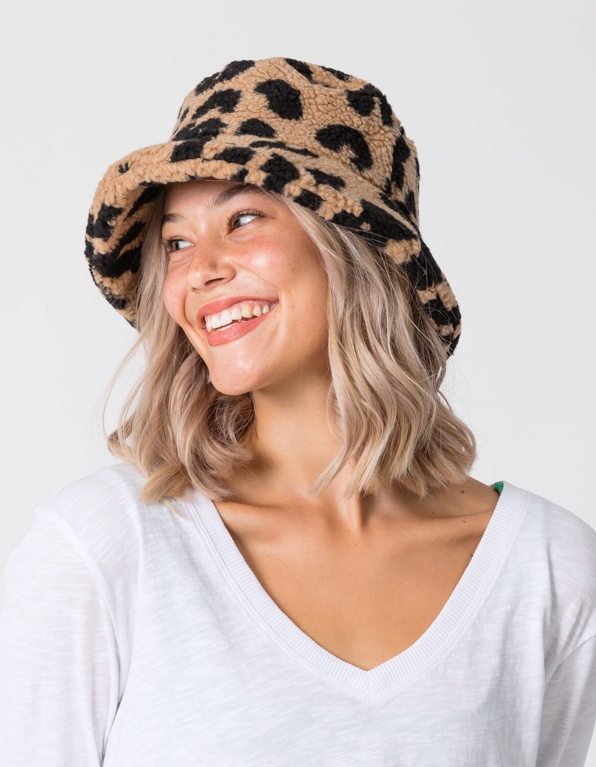 Stella + Gemma Bucket Hat Leopard Teddy