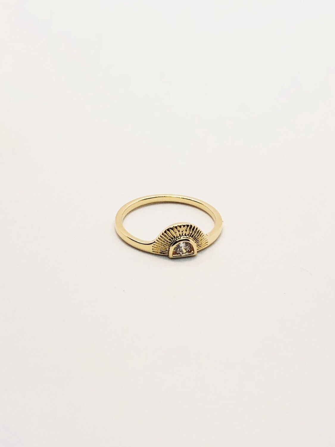 18K Gold Semi Sun CZ Stone Ring