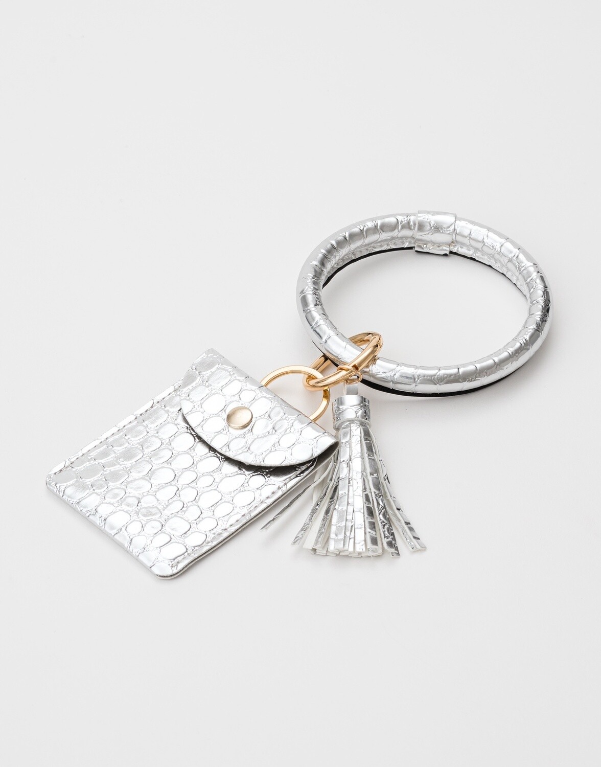 Stella + Gemma Key Ring + Wallet Silver with Tassel