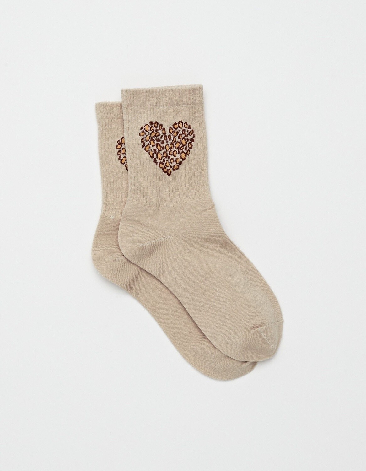 Stella + Gemma Socks, Cream W/Choco Heart