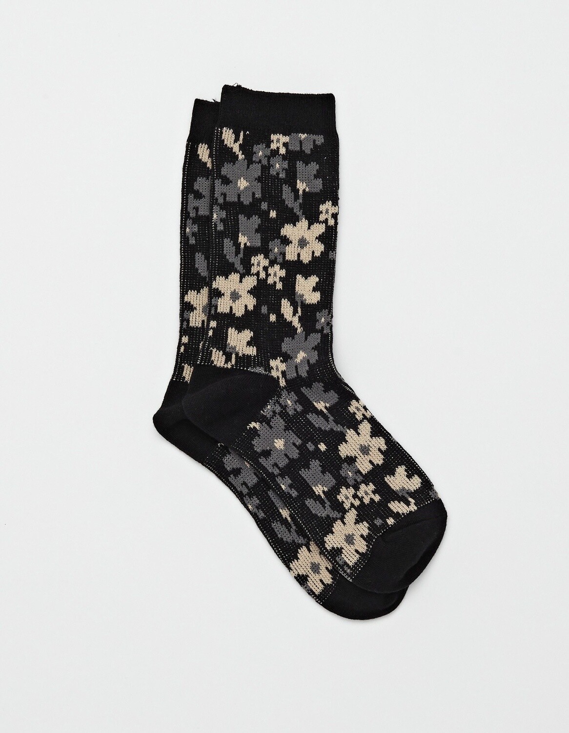 Stella + Gemma Socks, Black Floral