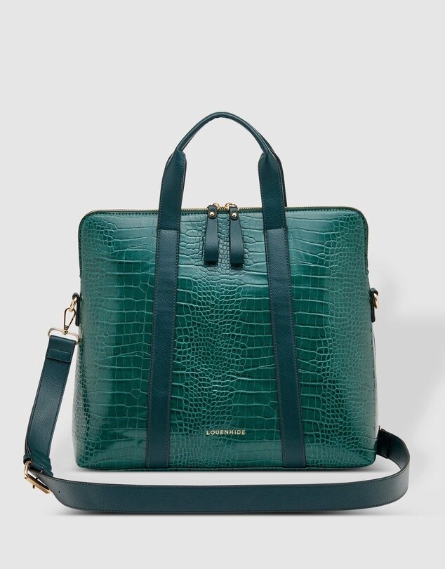 Louenhide Rhodes Recycled Croc Forest Green Laptop Bag