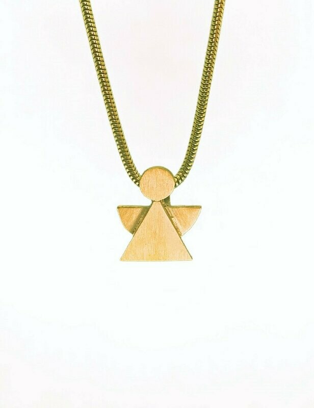 Gelbgoldener Schutzengel (klein, ca 1,5 cm hoch ) mit Schlangenkette