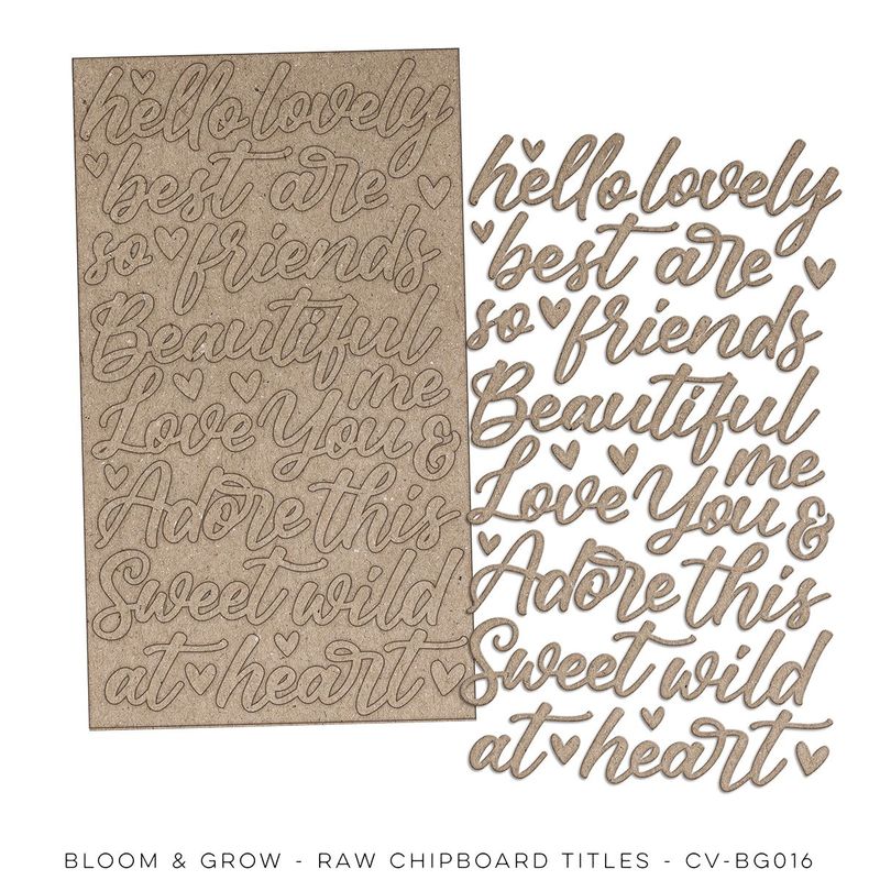 Cocoa Vanilla Studio Bloom &amp; Grow Raw Chipboard Words