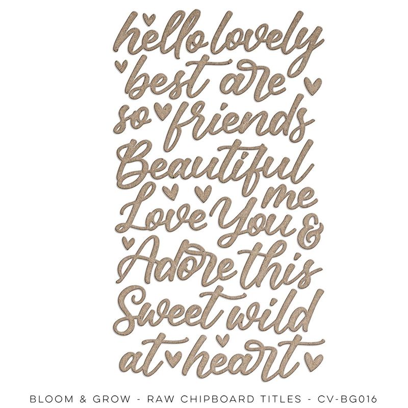 Cocoa Vanilla Studio Bloom &amp; Grow Raw Chipboard Words