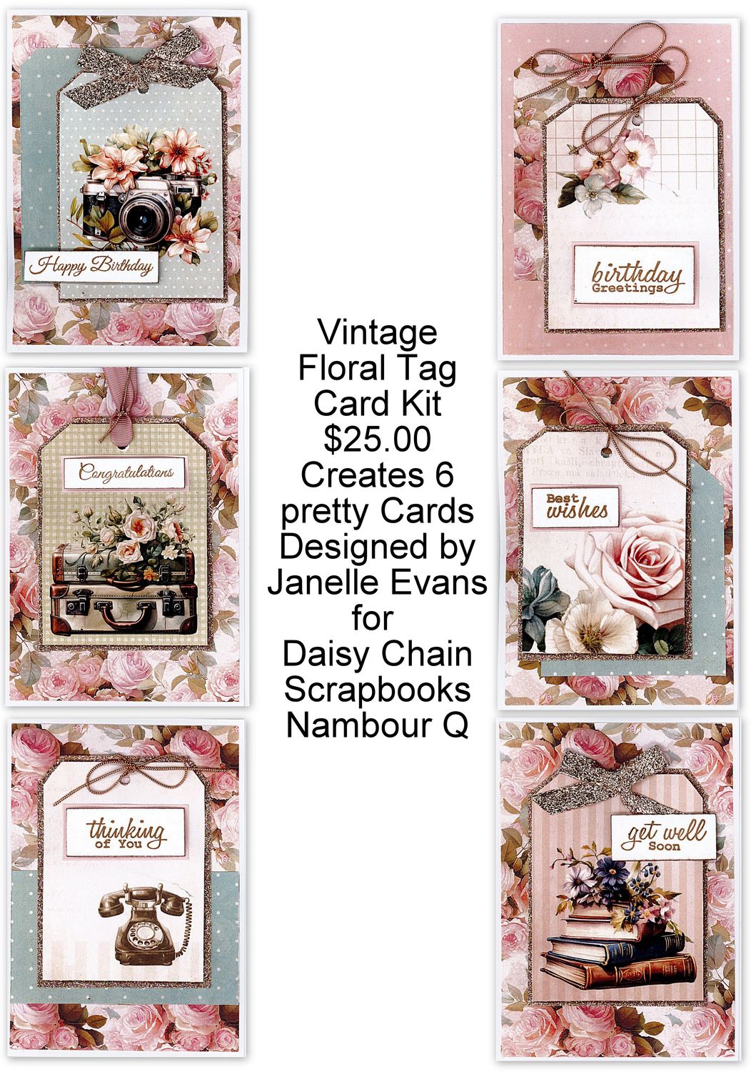 Vintage Floral Tags Cardmaking kit
