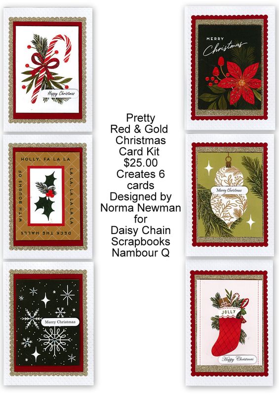 Pretty Red &amp; Gold Christmas Cardmaking kit