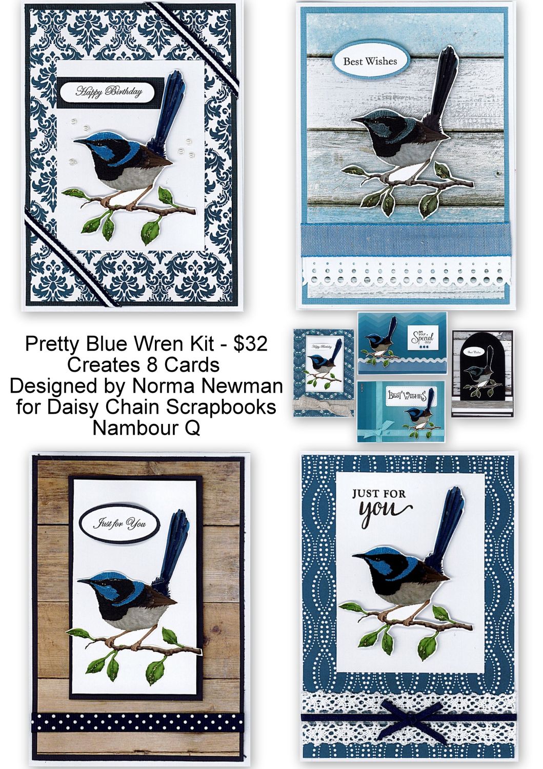 Pretty Blue Wren Card Kit