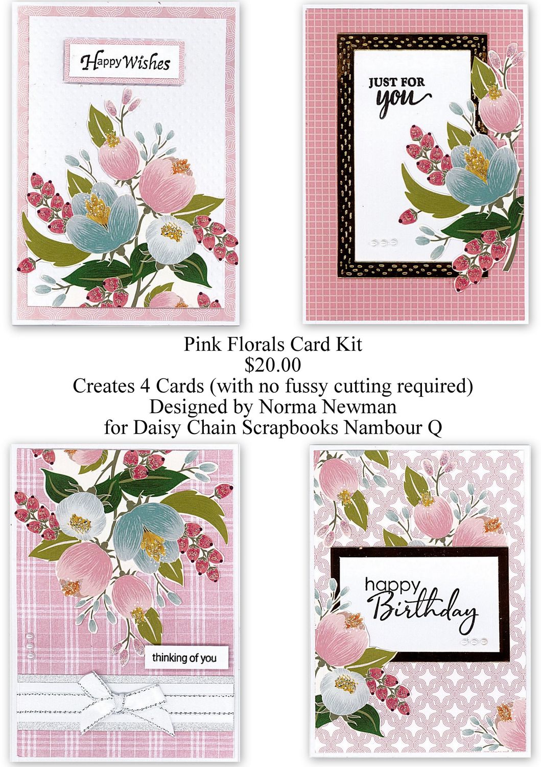 Pink Florals Cardmaking Kit