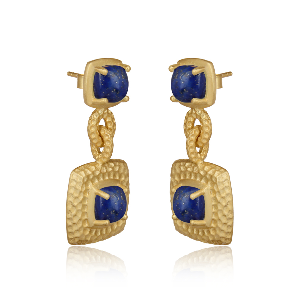 Athena Lapis Lazuli Hammered Earrings