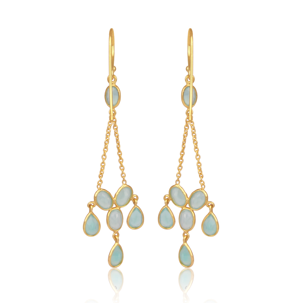 Arwen Aqua Chalcedony Triangle Drop Earrings Arwen Aqua Chalcedony Triangle Drop Earrings