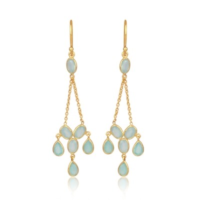Arwen Aqua Chalcedony Triangle Drop Earrings DJG63
