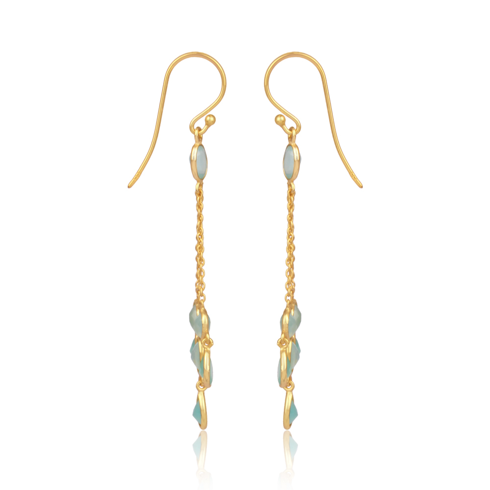 Arwen Aqua Chalcedony Triangle Drop Earrings Arwen Aqua Chalcedony Triangle Drop Earrings