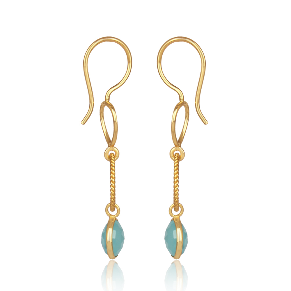 Arwen Aqua Chalcedony Hoop Dangle Earrings Arwen Aqua Chalcedony Hoop Dangle Earrings