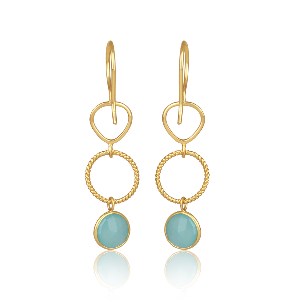 Arwen Aqua Chalcedony Hoop Dangle Earrings Arwen Aqua Chalcedony Hoop Dangle Earrings