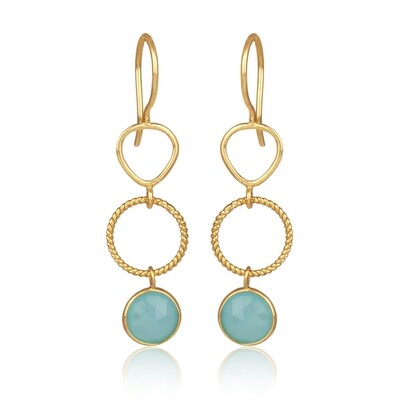 Arwen Aqua Chalcedony Hoop Dangle Earrings DJG65