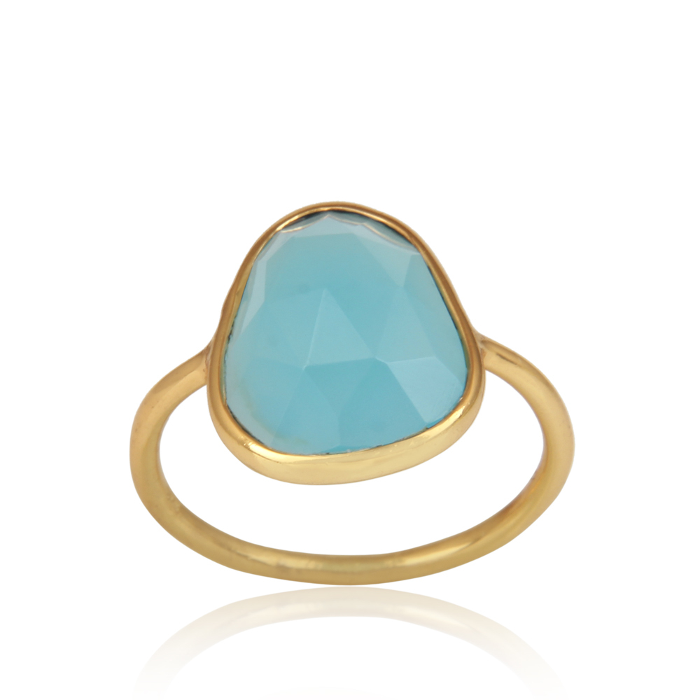 Arwen Aqua Chalcedony Asymmetrical Statement Ring Arwen Aqua Chalcedony Asymmetrical Statement Ring