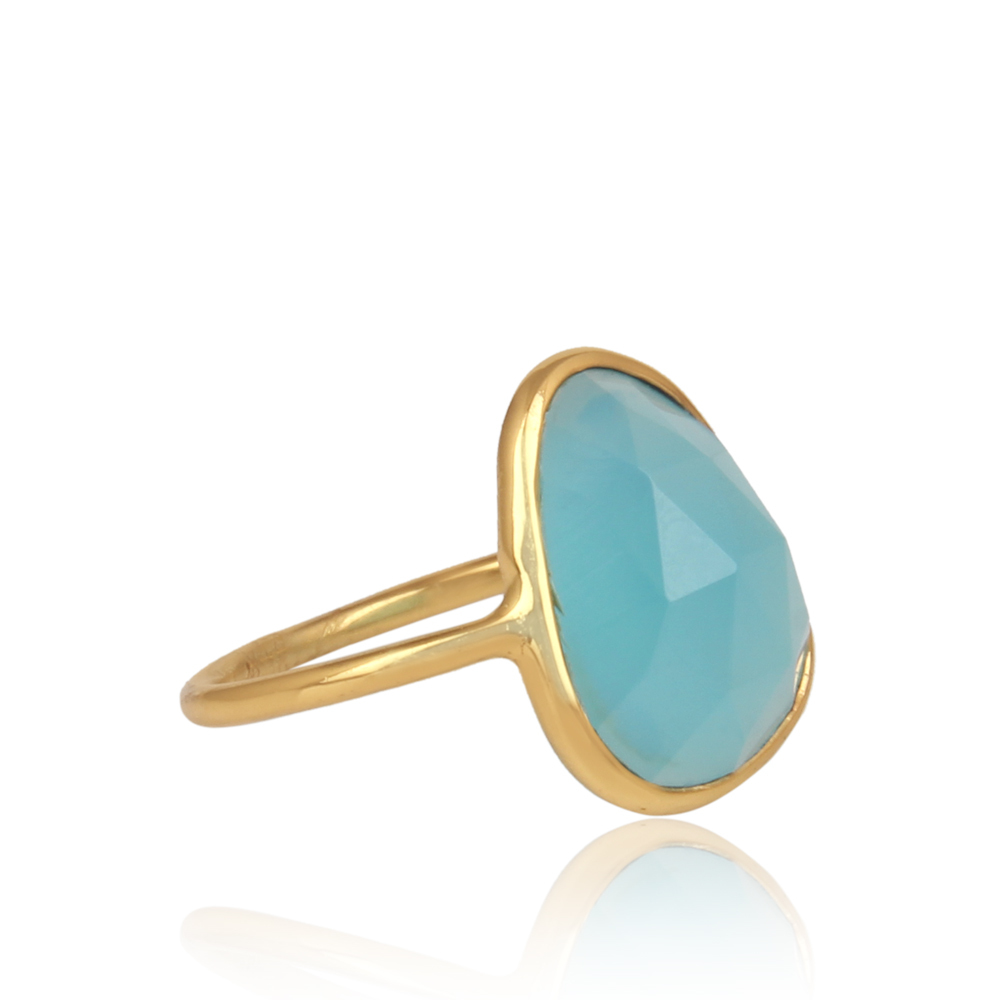 Arwen Aqua Chalcedony Asymmetrical Statement Ring Arwen Aqua Chalcedony Asymmetrical Statement Ring