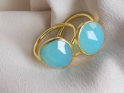 Arwen Aqua Chalcedony Asymmetrical Statement Ring DJG67