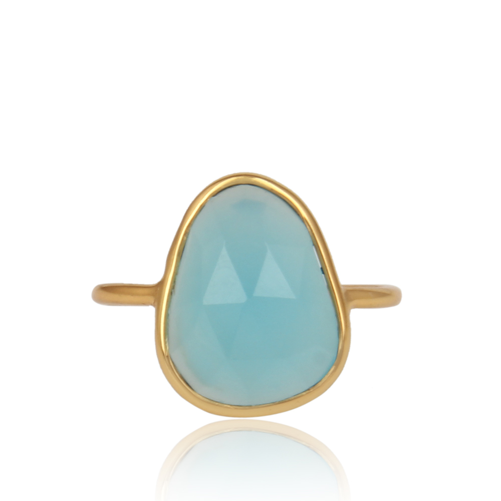 Arwen Aqua Chalcedony Asymmetrical Statement Ring Arwen Aqua Chalcedony Asymmetrical Statement Ring