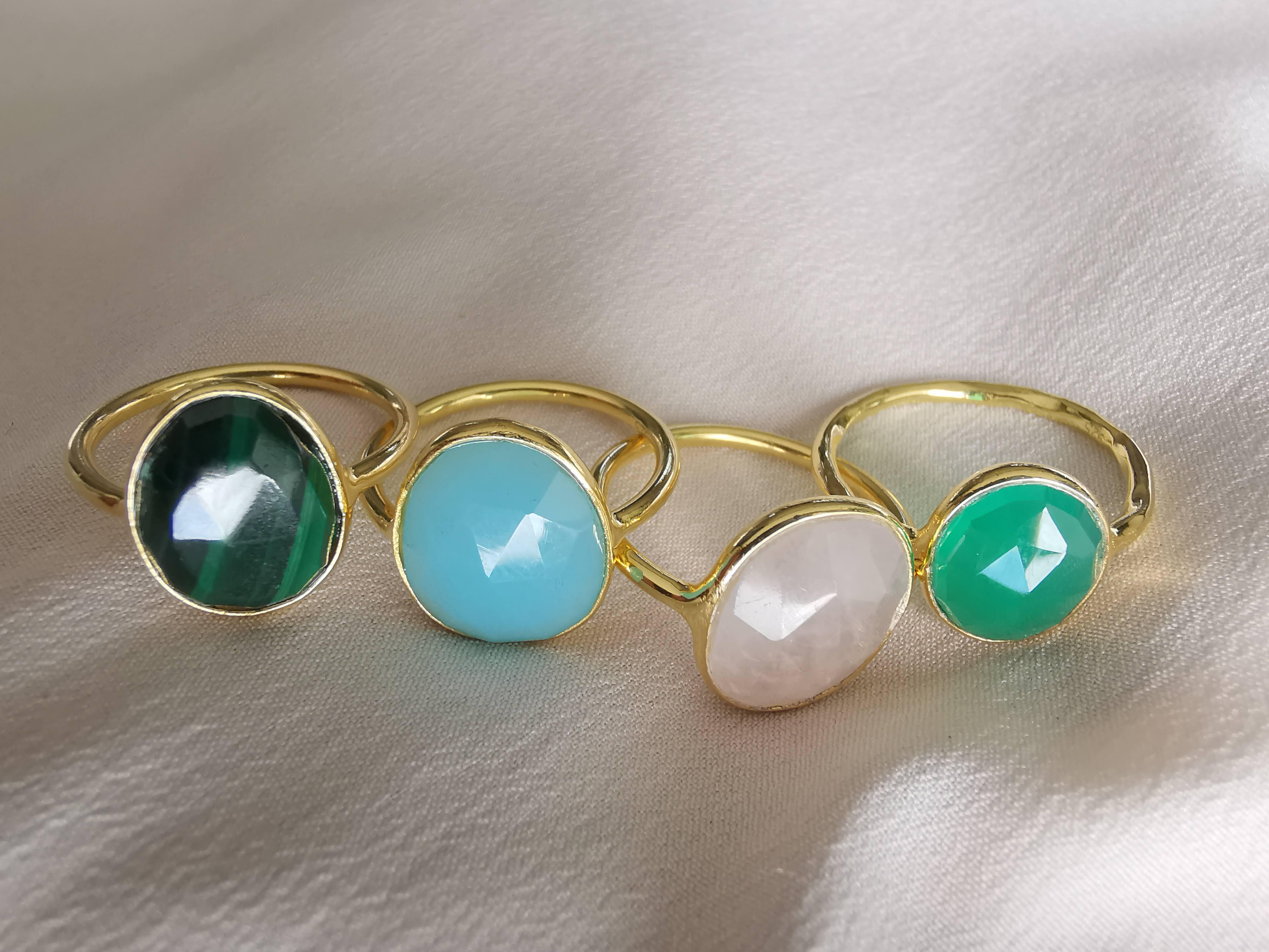 Arwen Aqua Chalcedony Asymmetrical Statement Ring Arwen Aqua Chalcedony Asymmetrical Statement Ring