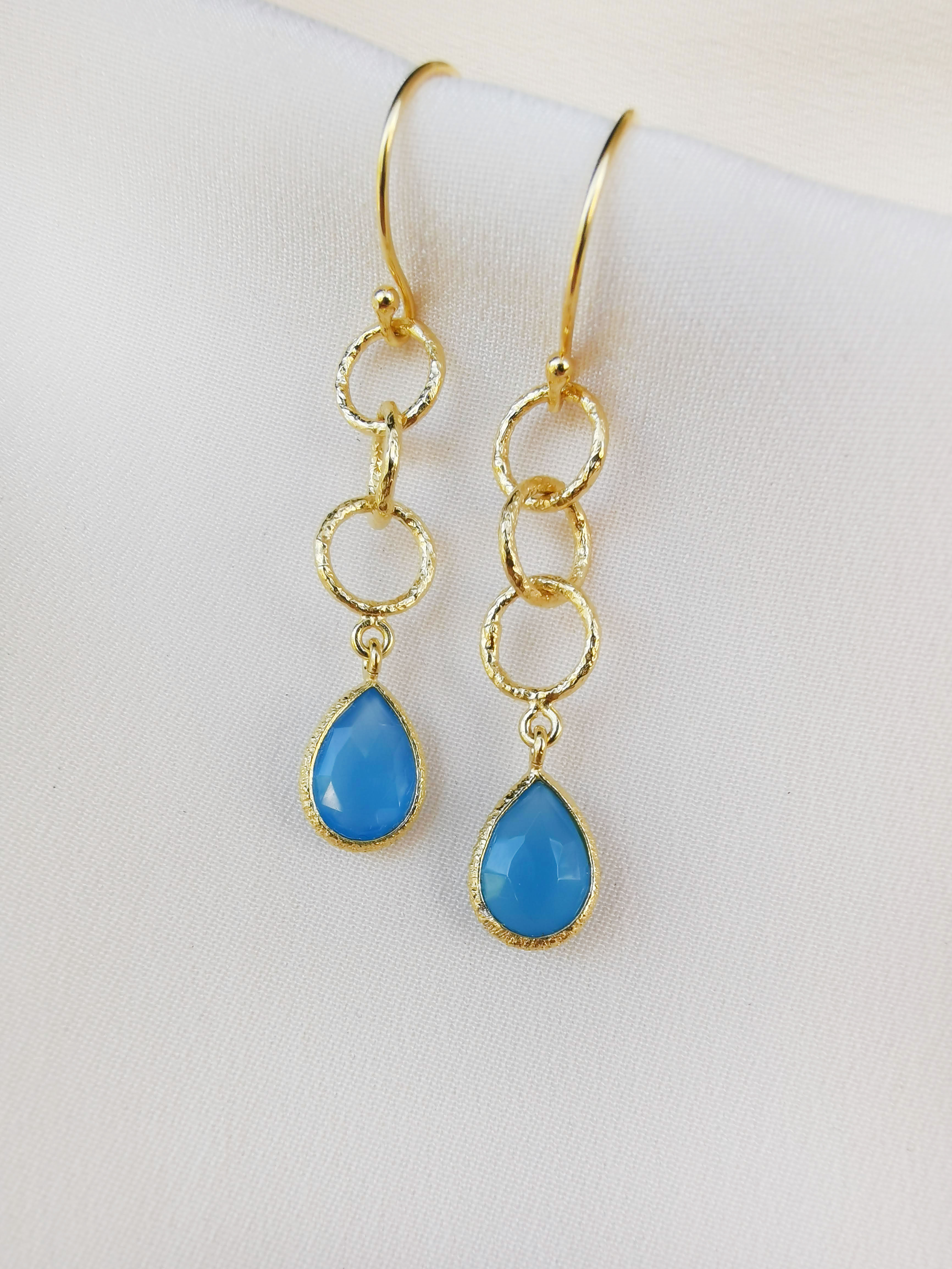 Arwen Blue Chalcedony Hoop-chain Earrings Arwen Blue Chalcedony Hoop-chain Earrings
