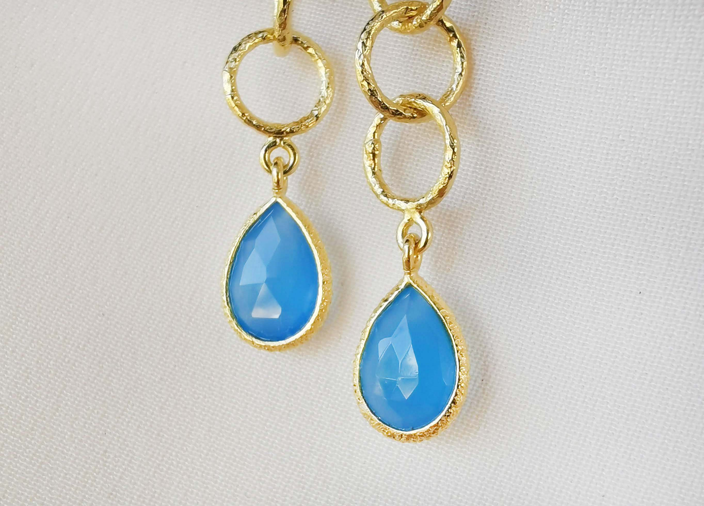 Arwen Blue Chalcedony Hoop-chain Earrings Arwen Blue Chalcedony Hoop-chain Earrings