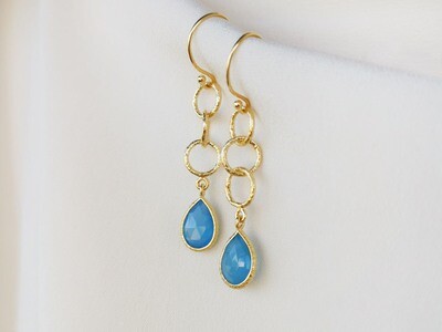 Arwen Blue Chalcedony Hoop-chain Earrings DJG69