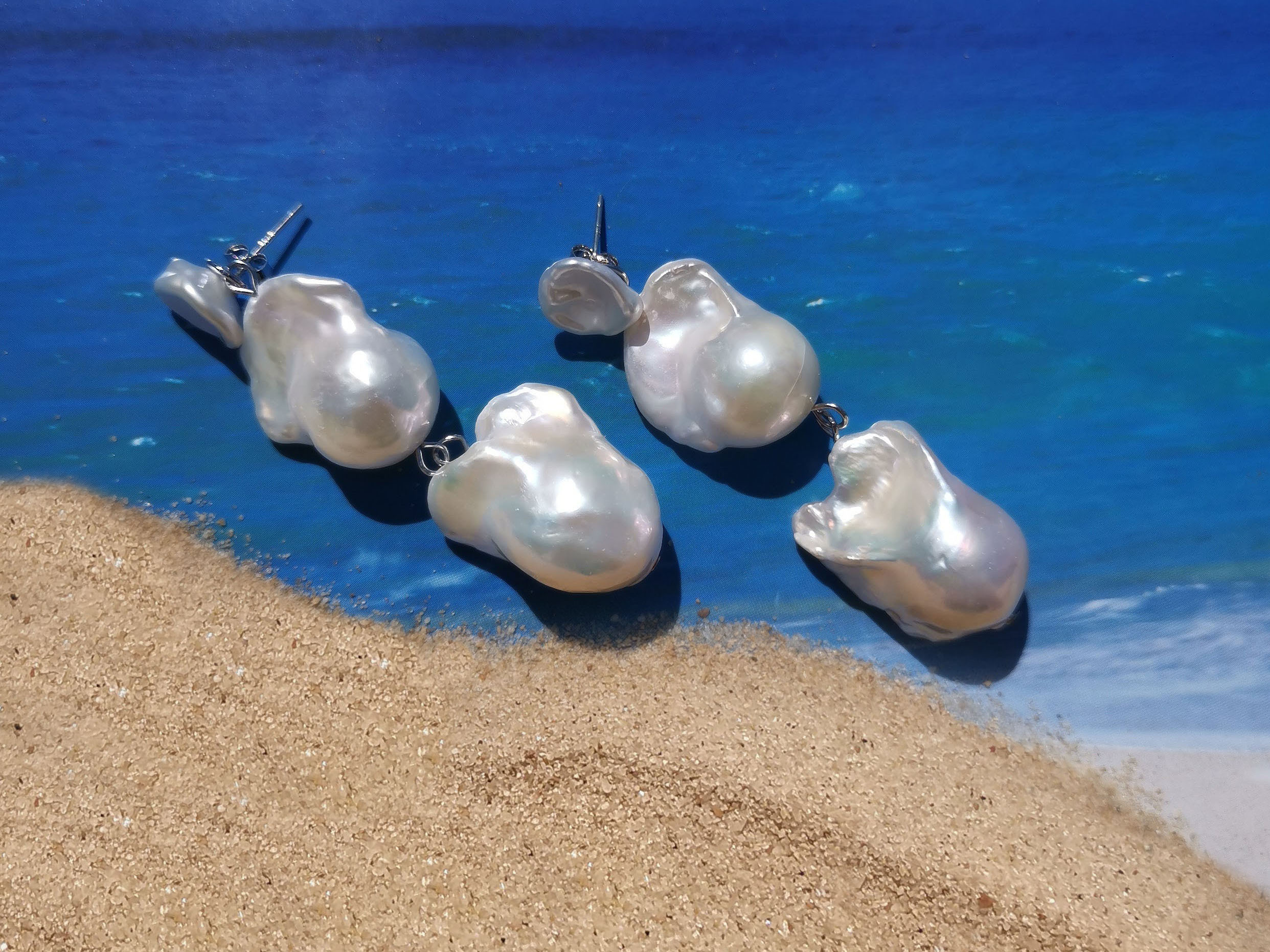 Large Double Baroque Pearl Earrings Large Double Baroque Pearl Earrings