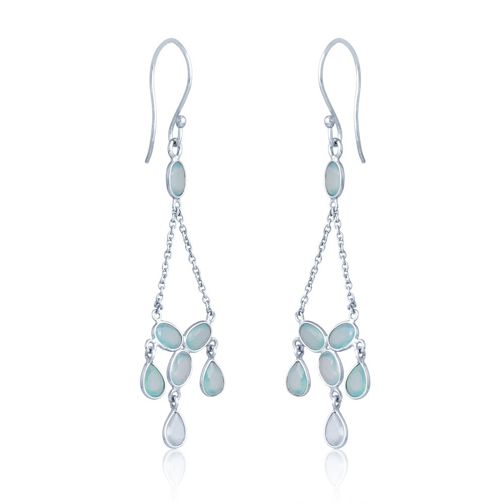 Arwen Aqua Chalcedony Triangle Drop Earrings Arwen Aqua Chalcedony Triangle Drop Earrings