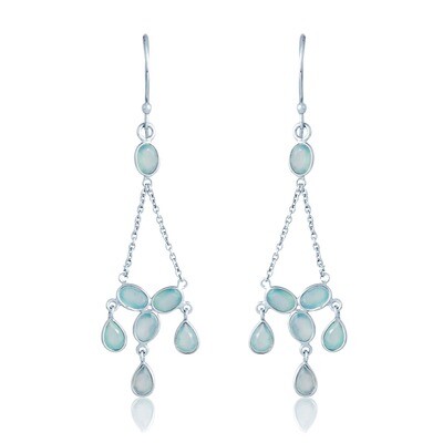 Arwen Aqua Chalcedony Triangle Drop Earrings DJS63
