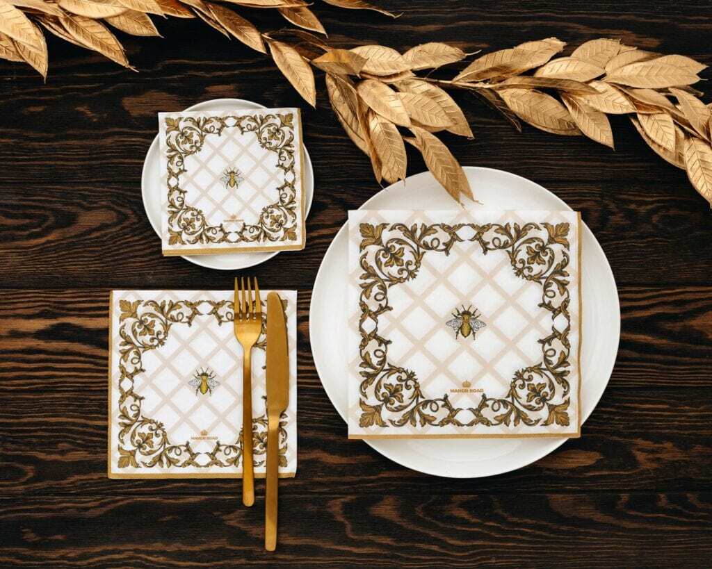 ORNAMENTAL BEE NAPKINS – LUNCHEON ORNAMENTAL BEE NAPKINS – LUNCHEON