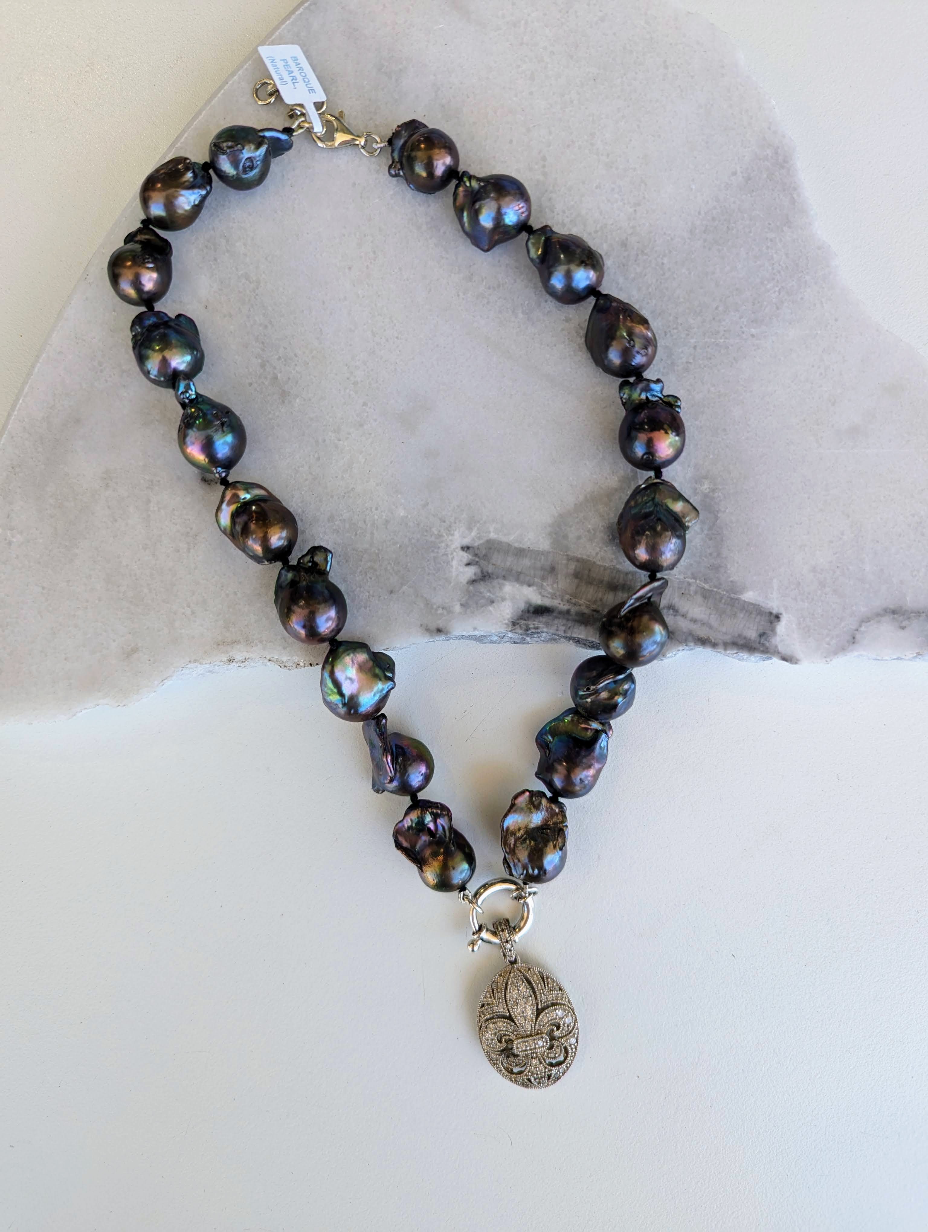 Statement Black Baroque Pearl Necklace