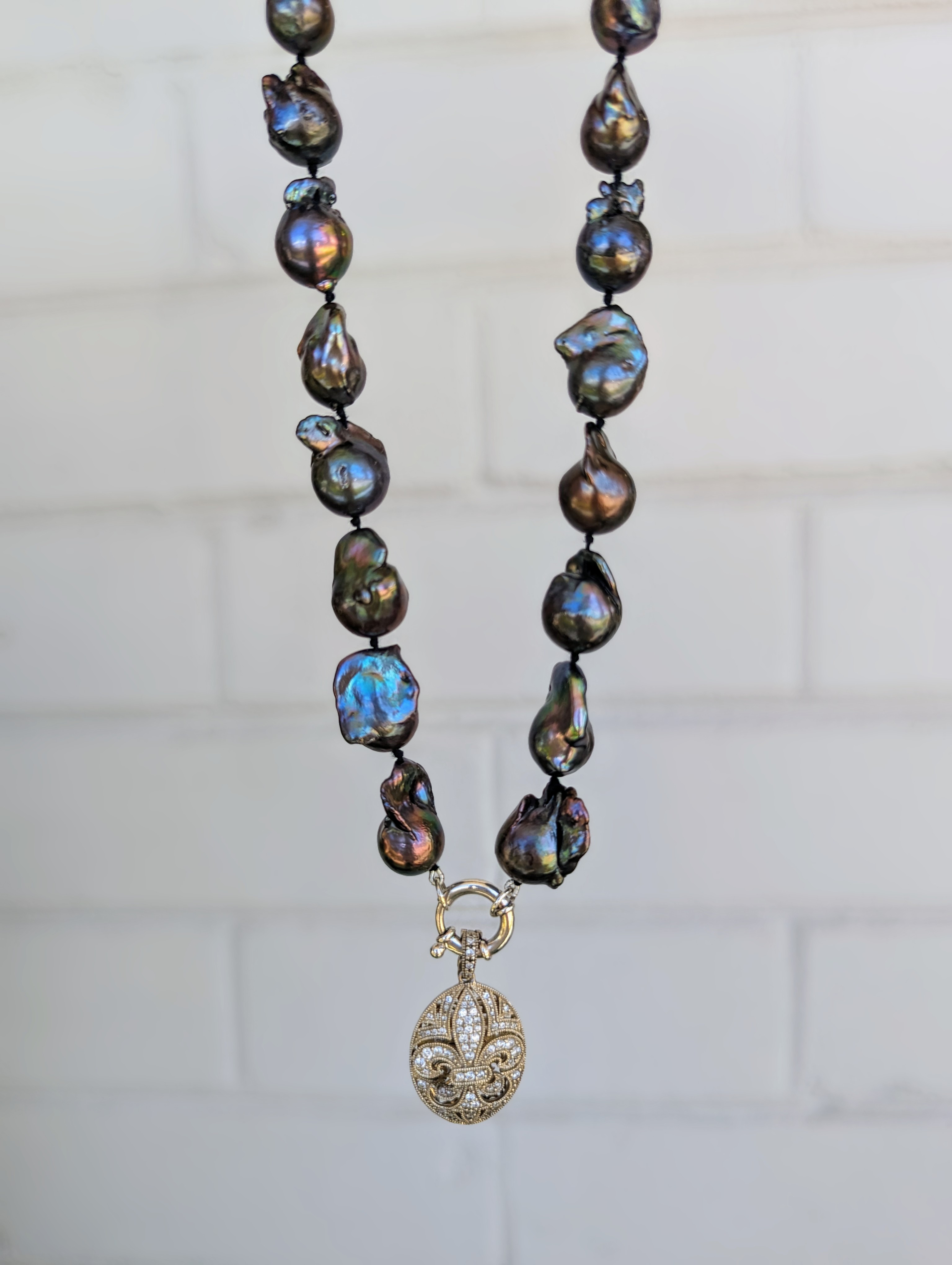 Statement Black Baroque Pearl Necklace