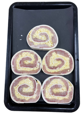 Chicken, Cheese and Bacon Pinwheels (Frozen) - Per Kg