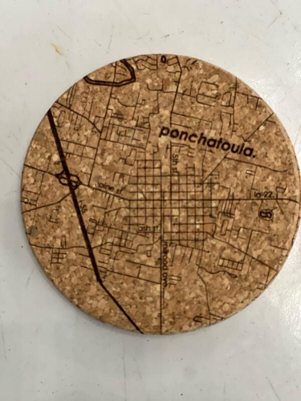 Map Of Ponchatoula Cork Coasters