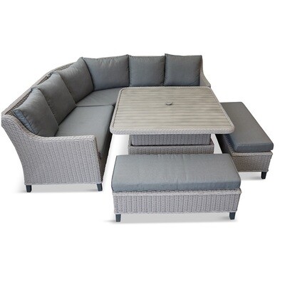 Oslo Large Square Modular Dining Set with Crank Adjustable Table Oslo Large Square Modular Dining Set with Crank Adjustable Table